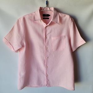 Mark &Spencer Blue Harbour Men's Pure Line Pink Short Sleeve Shirt Size M